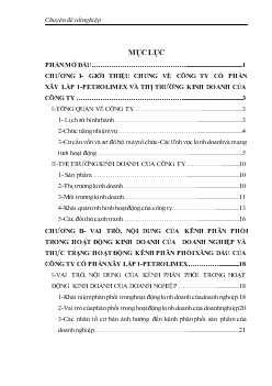 Chuyên đề Giải pháp hoàn thiện hệ thống kênh phân phối sản phẩm (xăng dầu, dầu mỡ nhờn, gas và phụ kiện) tại Công Ty Cổ Phần Xây Lắp 1-Petrolimex