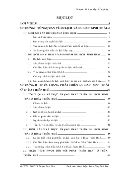 Chuyên đề Giải pháp phát triển du lịch sinh thái ở Thừa Thiên Huế