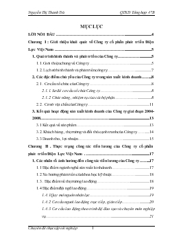 Chuyên đề Hoàn thiện công tác tiền lương tại Công ty cổ phần phát triển Điện lực Việt Nam