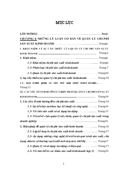 Chuyên đề Một số giải pháp hoàn thiện công tác quản lý chi phí sản xuất kinh doanh tại Công ty cổ phần thương mại Đại Dương