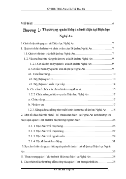 Chuyên đề Một số giải pháp nhằm hoàn thiện công tác quản lý dự án lưới điện tại Điện lực Nghệ An