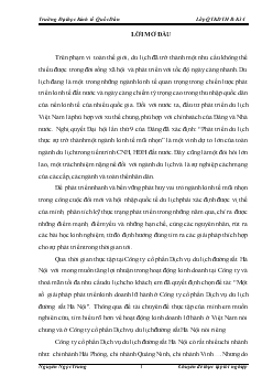 Chuyên đề Một số giải pháp phát triển kinh doanh lữ hành ở Công ty cổ phần Dịch vụ du lịch đường sắt Hà Nội