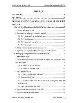 Chuyên đề Sản phẩm bảo hiểm học sinh tại Công Ty Cổ Phần Bảo Hiểm AAA – thực trạng và một số kiến nghị