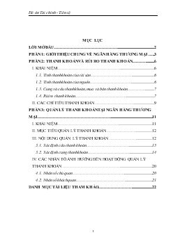 Đề án Quản lý thanh khoản trong ngân hàng thương mại