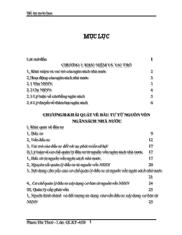 Đề án Tổng quan về thực trạng đầu tư và quản lý đầu tư từ nguồn vốn ngân sách nhà nước