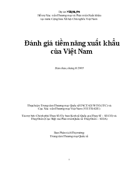 Đề tài Đánh giá tiềm năng xuất khẩu của Việt Nam