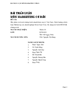 Đề tài Định hướng chiến lược Marketing của doanh nghiệp Orion Food Vina