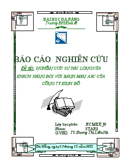 Đề tài Nghiên cứu sự hài lòng của khách hàng đối với bánh mặn AFC của công ty Kinh Đô