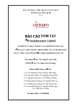Đề tài Nghiên cứu thực trạng và giải pháp nâng cao năng lực cạnh tranh trong lĩnh vực lữ hành quốc tế của Việt Nam trong điều kiện hội nhập quốc tế