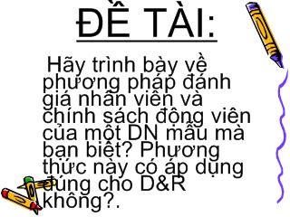 Đề tài Phương pháp đánh giá nhân viên và chính sách động viên của MISA, thuận lợi và những điểm cần khắc phục