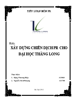 Đề tài Xây dựng chiến dịch PR cho Đại học Thăng Long