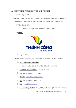 Đồ án Phân tích chiến lược kinh doanh Công ty cổ phần dệt may - đầu tư - thương mại Thành Công