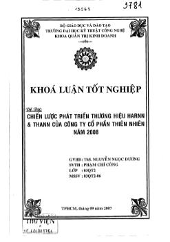 Khóa luận Chiến lược phát triển thương hiệu Harnn và Thann của công ty cổ phần Thiên Nhiên năm 2008