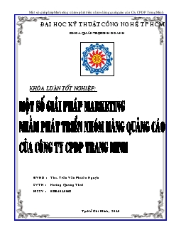 Khóa luận Một số giải pháp Marketing nhằm phát triển nhóm hàng quảng cáo của công ty cổ phần dược phẩm Trang Minh