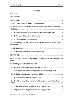 Khóa luận Một số giải pháp nhằm hoàn thiện chính sách Marketing hỗn hợp của công ty cổ phần đầu tư và phát triển dịch vụ hạ tầng viễn thông TDIS