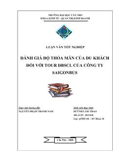 Luận văn Đánh giá độ thỏa mãn của du khách đối với tour đồng bằng sông Cửu Long của công ty Saigonbus
