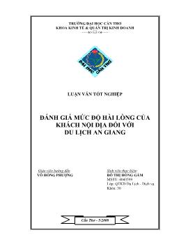 Luận văn Đánh giá mức độ hài lòng của khách nội địa đối với du lịch An Giang