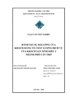 Luận văn Đánh giá sự hài lòng của khách hàng về chất lượng dịch vụ của khách sạn ninh kiều 2 thành phố Cần Thơ