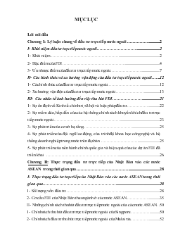 Luận văn Đầu tư trực tiếp của Nhật Bản vào các nước ASEAN và một số bài học kinh nghiệm đối với Việt Nam trong việc thu hút FDI của Nhật Bản