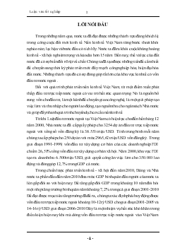 Luận văn Đầu tư trực tiếp nước ngoài với tăng trưởng và phát triển kinh tế Việt Nam