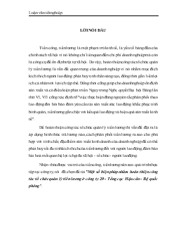 Luận văn Một số biện pháp nhằm hoàn thiện công tác tổ chức quản lý tiền lương ở công ty 20 - Tổng cục Hậu cần - Bộ quốc phòng