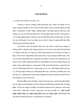 Luận văn Một số giải pháp nhằm nâng cao chất lượng nhân lực của Công ty Quy chế Từ Sơn