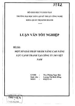 Luận văn Một số giải pháp nhằm nâng cao năng lực cạnh tranh tại công ty 3M Việt Nam