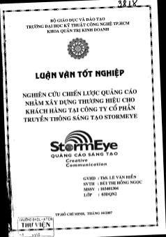 Luận văn Nghiên cứu chiến lược quảng cáo nhằm xây dựng thương hiệu cho khách hàng tại công ty cổ phần truyền thông sáng tạo Stormeye