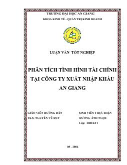 Luận văn Phân tích tình hình tài chính tại công ty xuất nhập khẩu An Giang