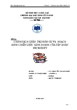 Tiểu luận Chính sách quản trị nhân sự và hoạch định chiến lược kinh doanh của tập đoàn Microsoft
