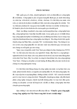 Tiểu luận Chuyển giao công nghệ trong công nghiệp vào Việt Nam trong thời kì mở cửa hội nhập