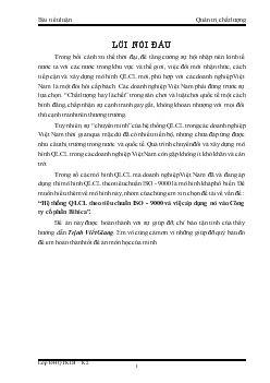 Tiểu luận Hệ thống quản lý chất lượng theo tiêu chuẩn ISO - 9000 và việc áp dụng nó vào Công ty cổ phần Bibica
