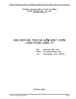 Tiểu luận Hòa hợp cấu trúc và kiểm soát chiến lược ở cấp công ty cổ phần đầu tư Nam Long