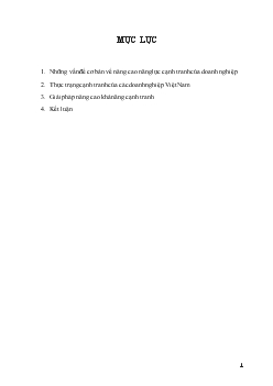 Tiểu luận Những vấn đề cơ bản về nâng cao năng lực cạnh tranh của doanh nghiệp