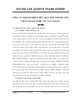 Tiểu luận Phân tích hoạt động kinh doanh tại công ty trách nhiệm hữu hạn một thành viên Việt Nam kỹ nghệ Súc Sản Vissan