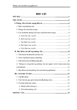 Tiểu luận Phỏng vấn trên Báo mạng điện tử