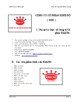 Tiểu luận Tìm hiểu về Công ty cổ phần Kinh Đô ( KDC )