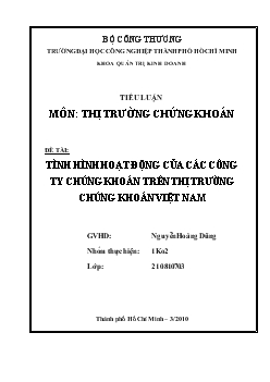Tiểu luận Tình hình hoạt động của các công ty chứng khoán trên thị trường chứng khoán Việt Nam