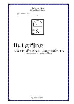 Bài giảng Kỹ năng đo lường điện tủ