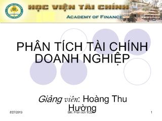 Bài giảng Phân tích tài chính doanh nghiệp