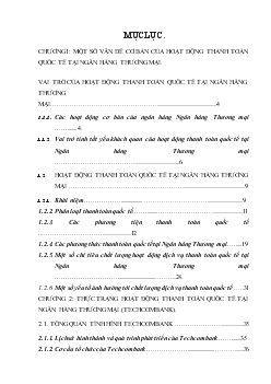 Chuyên đề Một số biện pháp nhằm nâng cao chất lượng hoạt động thanh toán quốc tế tại Ngân hàng Thương Mại cổ phần Kỹ Thương Việt Nam (Techcombank )
