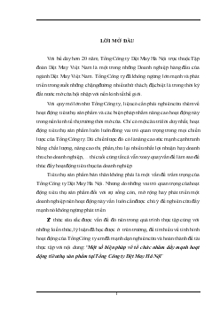 Chuyên đề Một số biện pháp về tổ chức nhằm đẩy mạnh hoạt động tiêu thụ sản phẩm tại Tổng Công ty Dệt May Hà Nội