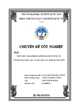 Chuyên đề Thúc đẩy hoạt động kinh doanh của ở Công ty cổ phần Quảng cáo và Tổ chức Sự kiện Kỷ Nguyên