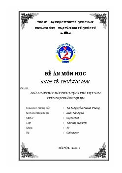Đề án Giải pháp thúc đẩy tiêu thụ cà phê Việt Nam trên thị trường nội địa