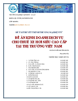 Đề án Kinh doanh dịch vụ cho thuê xe hơi siêu cao cấp tại thị trường Việt Nam