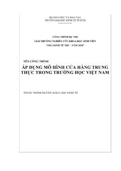 Đề tài Áp dụng mô hình cửa hàng trung thực trong trường học Việt Nam
