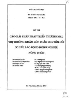 Đề tài Các giải pháp phát triển thương mại, thị trường nhằm góp phần chuyển đổi cơ cấu lao động nông nghiệp, nông thôn