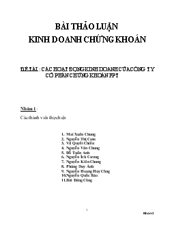Đề tài Các hoạt động kinh doanh của công ty cổ phần chứng khoán FPT