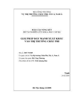 Đề tài Giải pháp đẩy mạnh xuất khẩu vào thị trường Châu Phi