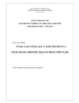Đề tài Nâng cao năng lực cạnh tranh của ngân hàng thương mại cổ phần Viêt Nam